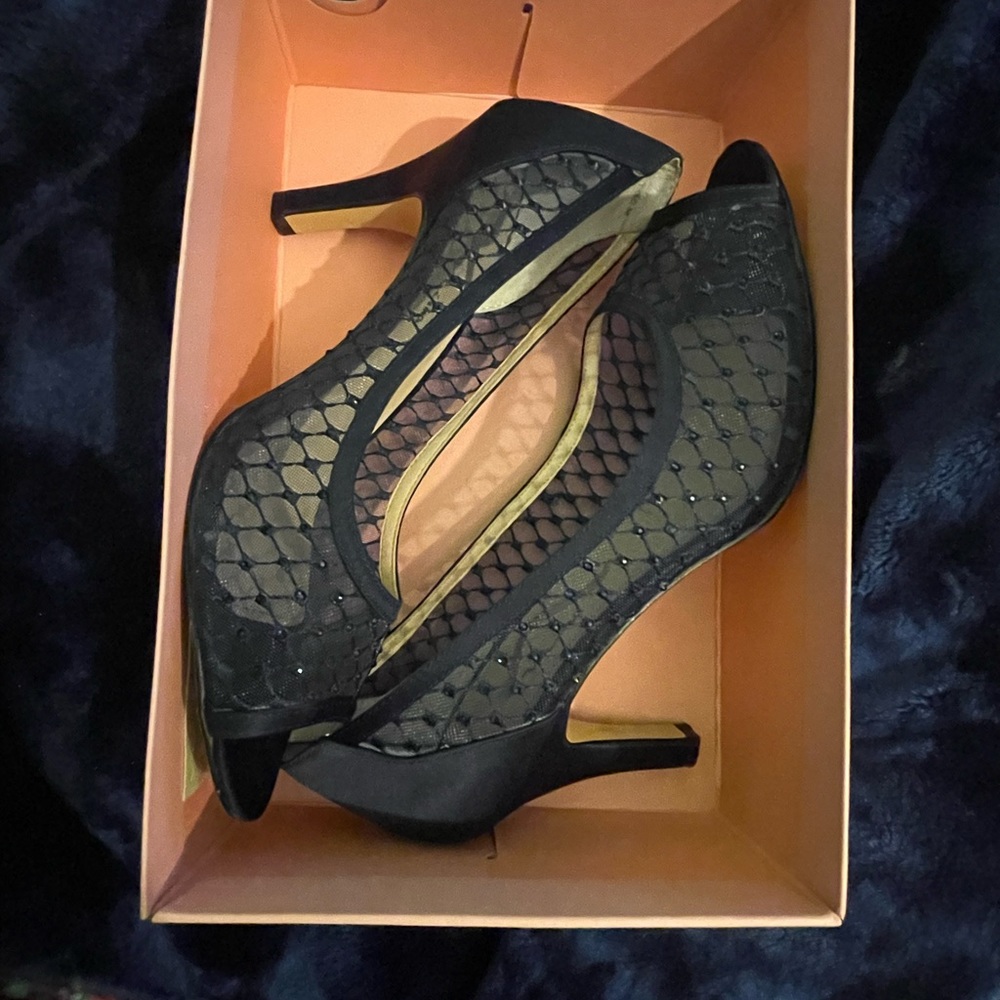 Nina Navy Blue Crystal Illusion Heels
